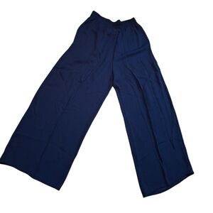 Vintage TWILIGHT SHEER Chiffon Wide Leg Pants Ladies 12 EVENING WEAR Navy blue